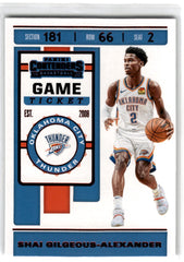 2019 Panini Contenders Game Ticket Shai Gilgeous-Alexander Card 91