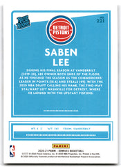 2020 Donruss Saben Lee Detroit Pistons Card 221