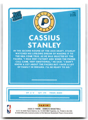 2020 Donruss Cassius Stanley Indiana Pacers Card 225