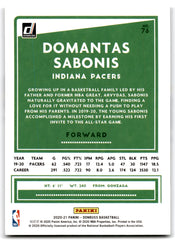 2020 Donruss Domantas Sabonis Indiana Pacers Card 76