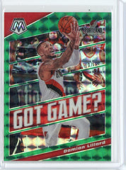 2019-20 Panini Mosaic Basketball Damian Lillard Got Game Green Prizm Card #14