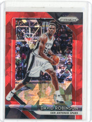 2018-19 Panini Prizm Basketball David Robinson Red Cracked Ice Prizm Card #195