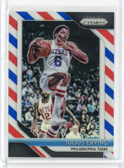 2018-19 Panini Prizm Basketball Julius Erving Red White Blue Prizm Card #95