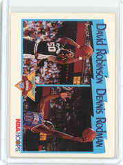 1991-92 NBA Hoops Basketball Dennis Rodman David Robinson League Leaders Card #311