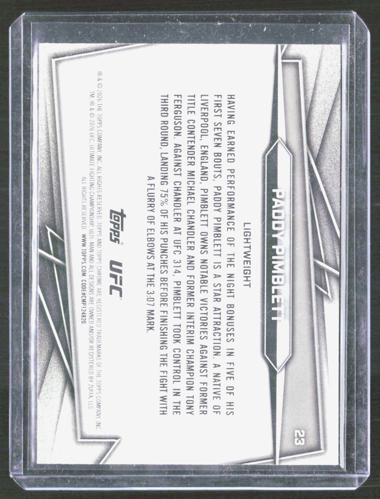 2026 Topps Chrome UFC - X-Fractor Paddy Pimblett 23 UFC