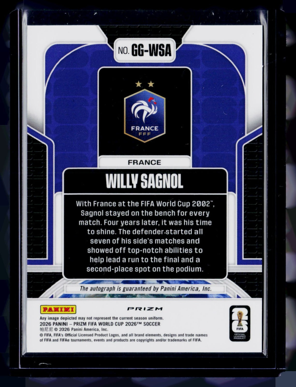 Willy Sagnol Panini Prizm FIFA World Cup - Global Graphs Wave Prizms GG-WSA NM