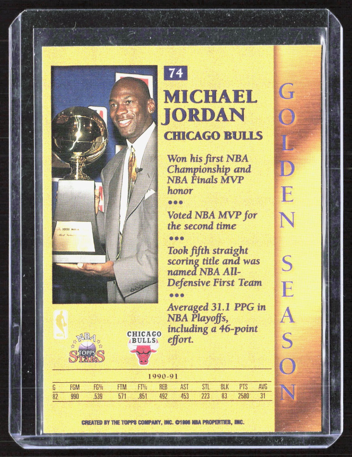 1996-97 Topps Stars Michael Jordan 74 Basketball Chicago Bulls