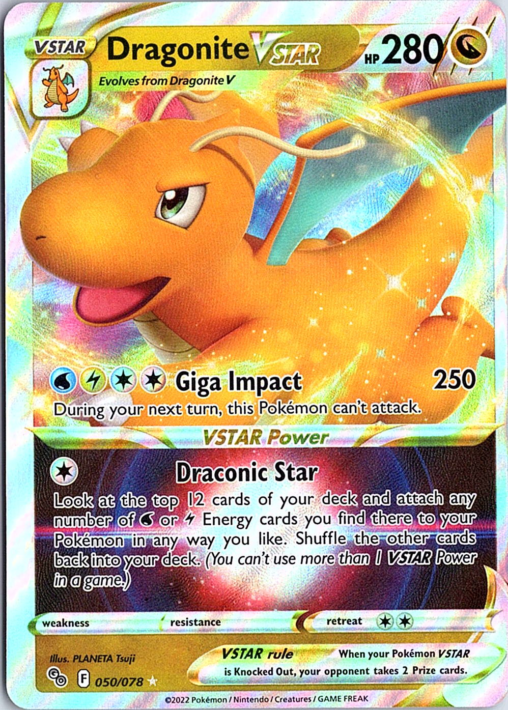 Dragonite VSTAR Ultra Rare Pokemon GO 050/078 NM