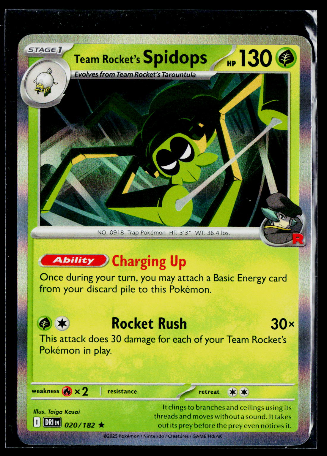 Team Rocket's Spidops DRI 020/182 Holo NM