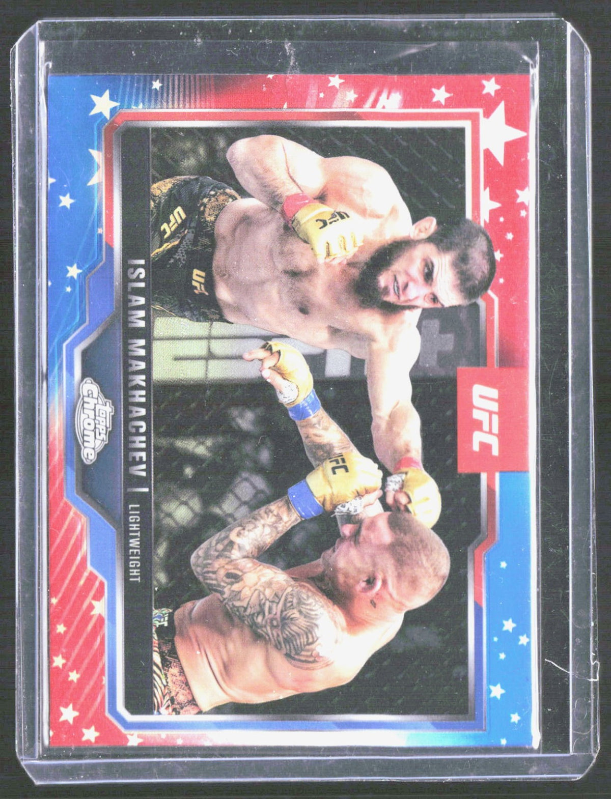 2025 Topps Chrome UFC - Red & Blue Refractor Islam Makhachev 200 UFC
