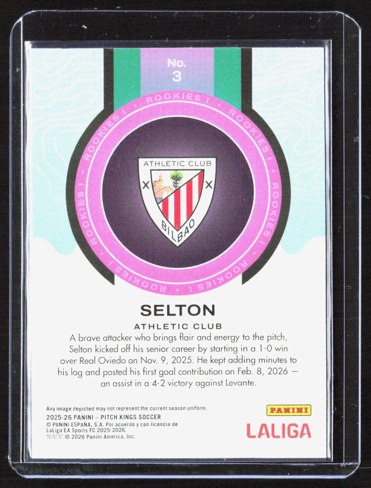 2025-26 Pitch Kings La Liga - Selton #3 - Rookies I - RC - Athletic Club