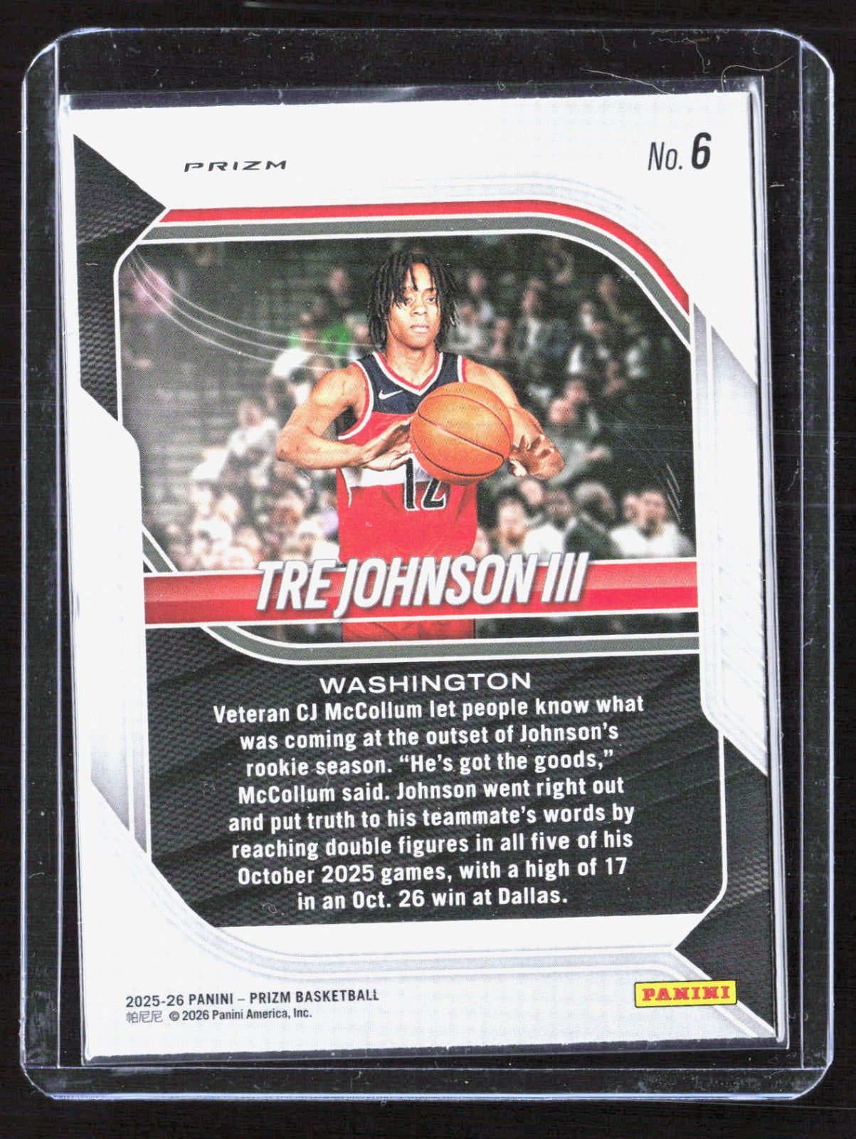 2025-26 Panini Prizm - Green Prizm Tre Johnson III 6 Washington Wizards