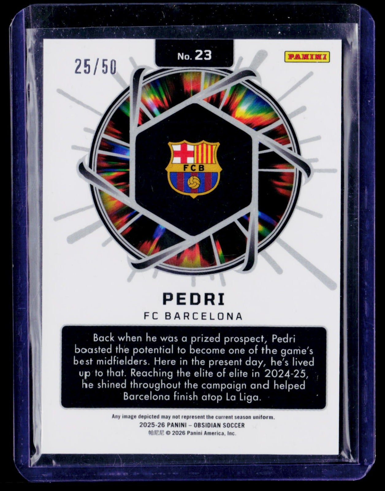 Pedri 2026 panini obsidian /50 23 NM