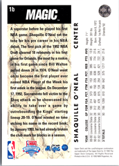 Shaquille O'Neal Upper Deck 1b NM (Back)