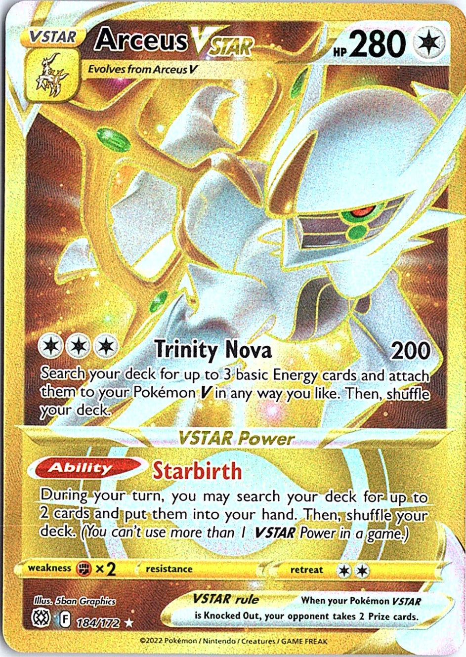 Arceus VSTAR (Secret) (184) Secret Rare SWSH09: Brilliant Stars 184/172 NM