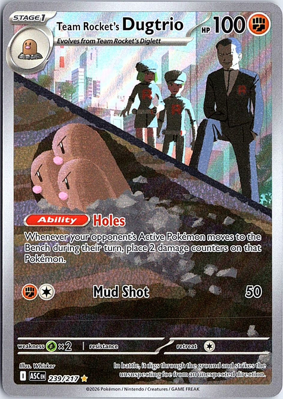 Team Rocket's Dugtrio Illustration Rare ME: Ascended Heroes 239/217 NM