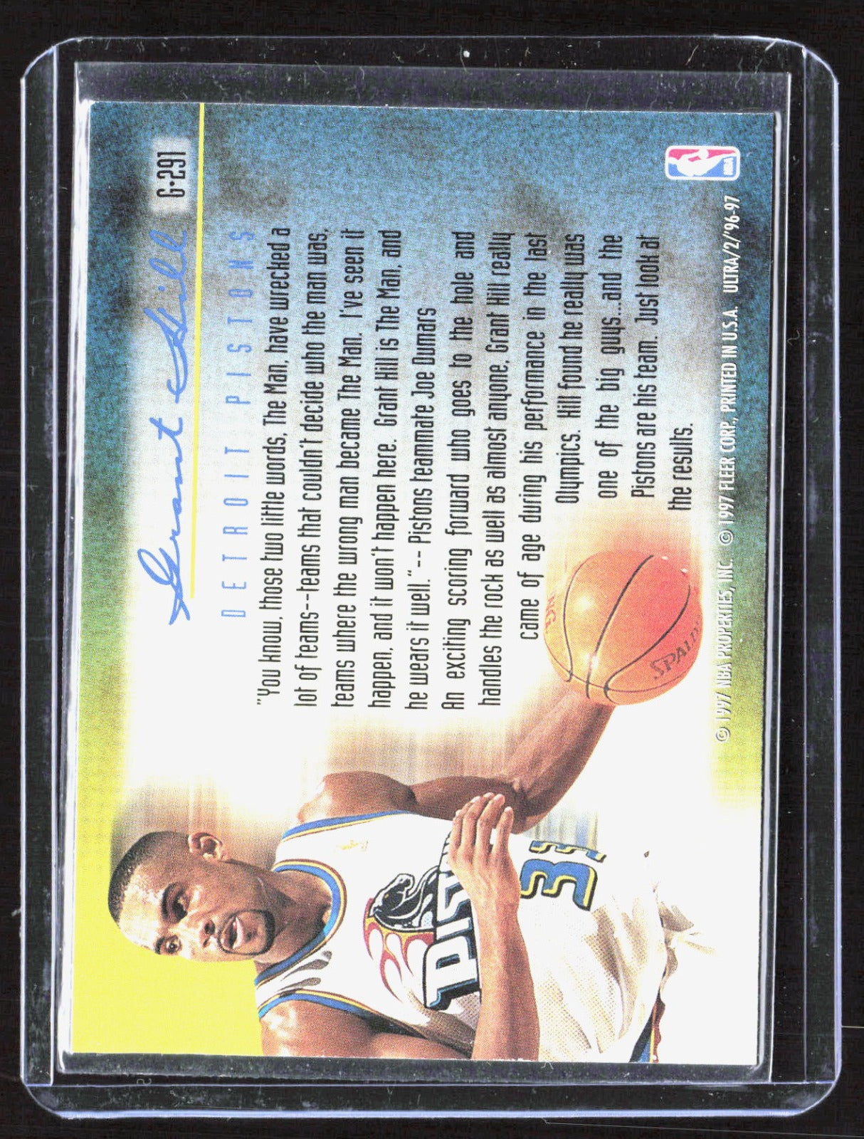 1996-97 Ultra - Gold Medallion Grant Hill G-291 Basketball Detroit Pistons