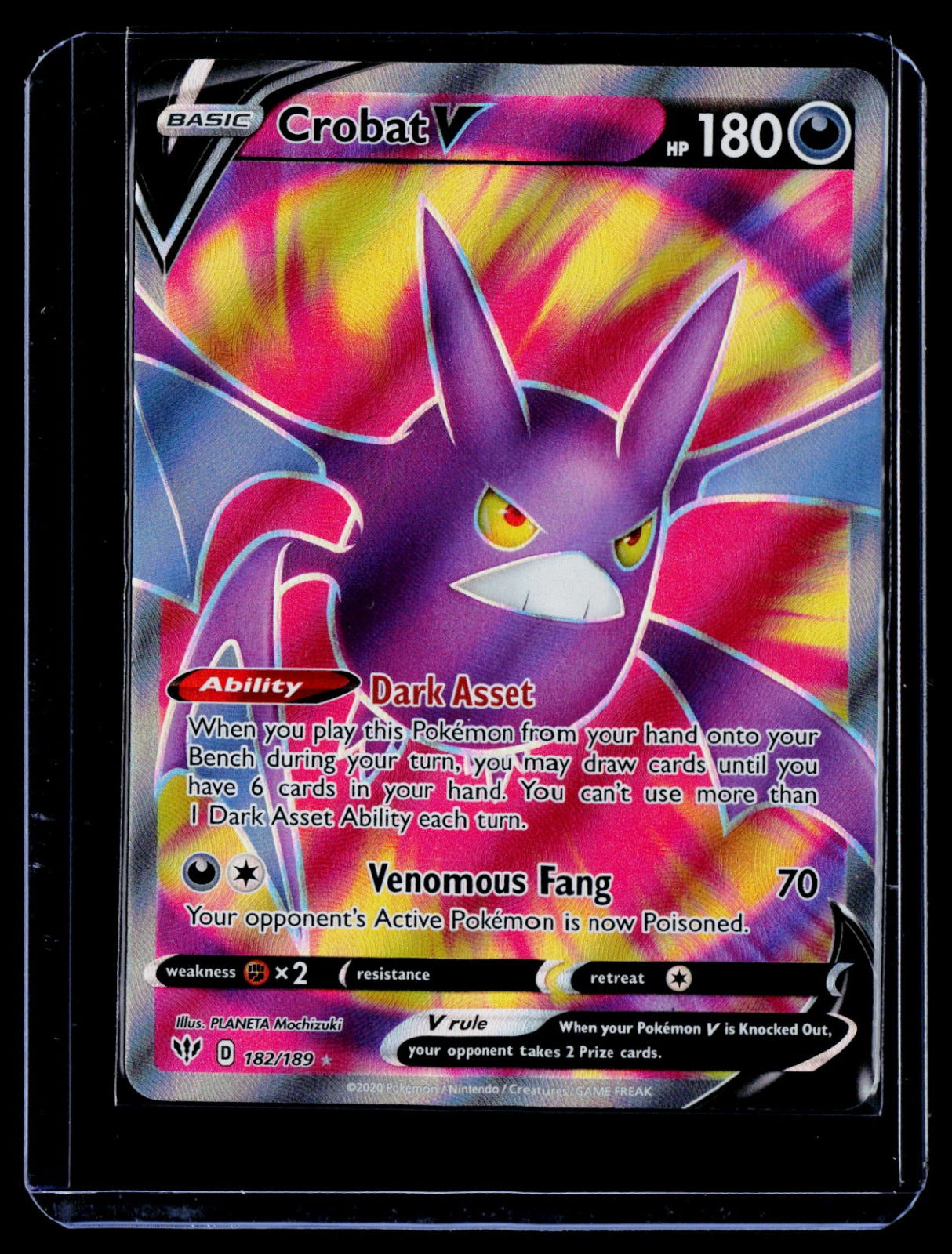 Crobat V (Full Art) Holo SWSH03: Darkness Ablaze 182/189 NM