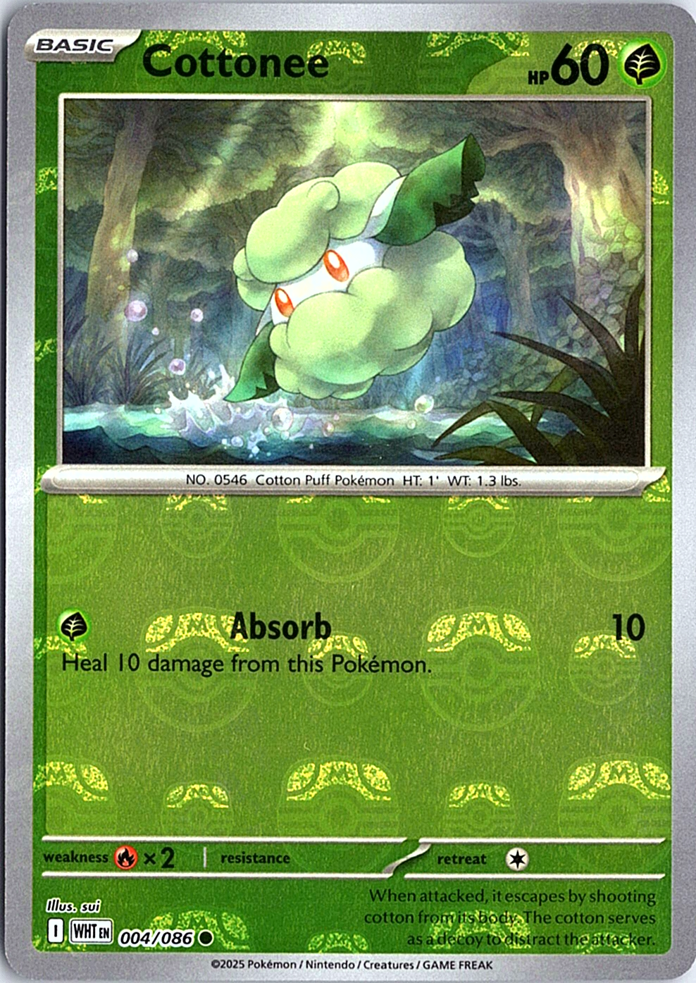 Cottonee (Master Ball Pattern) Common SV: White Flare 004/086 NM