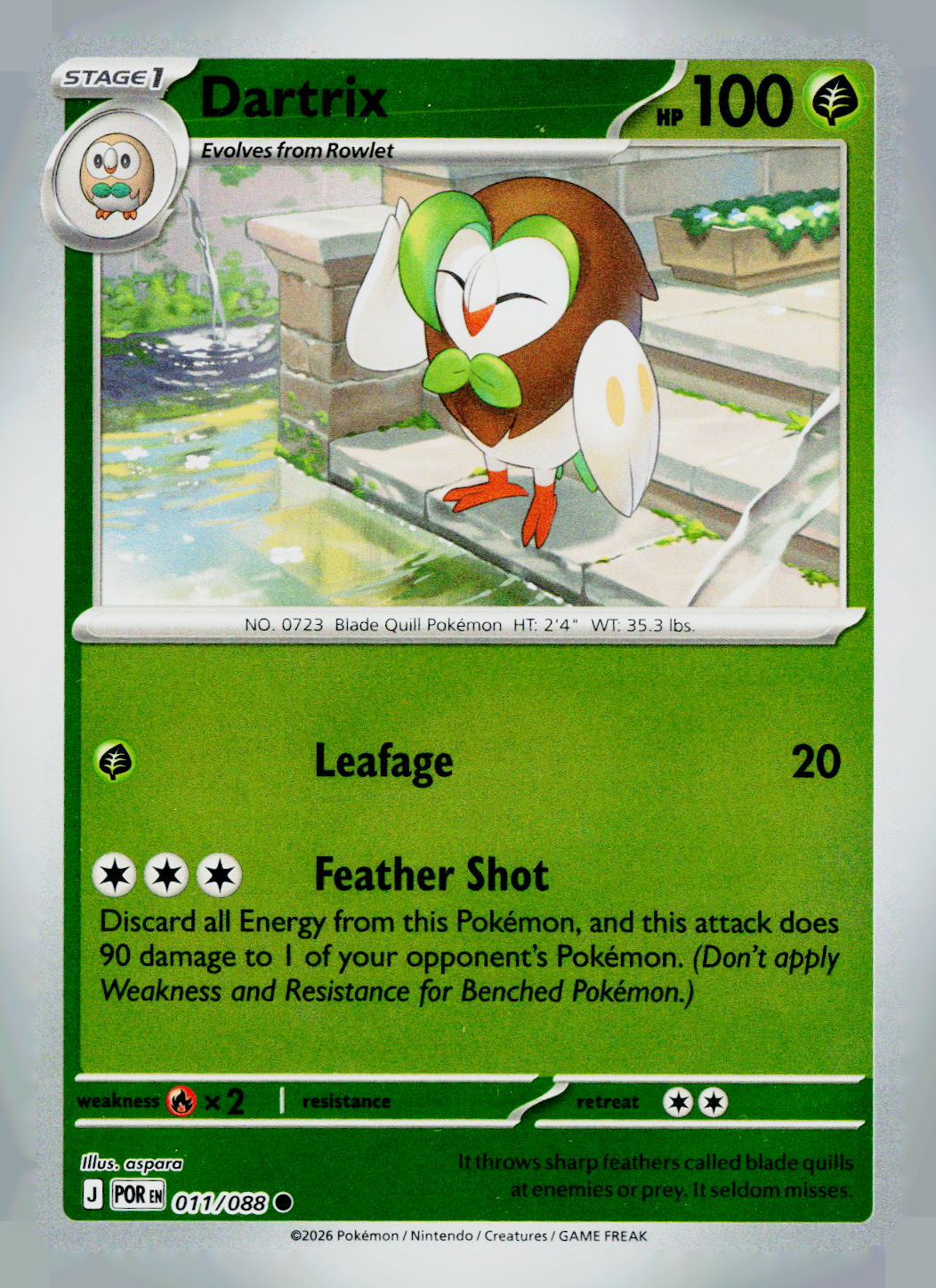 Dartrix POR 011/088 Reverse Holo NM