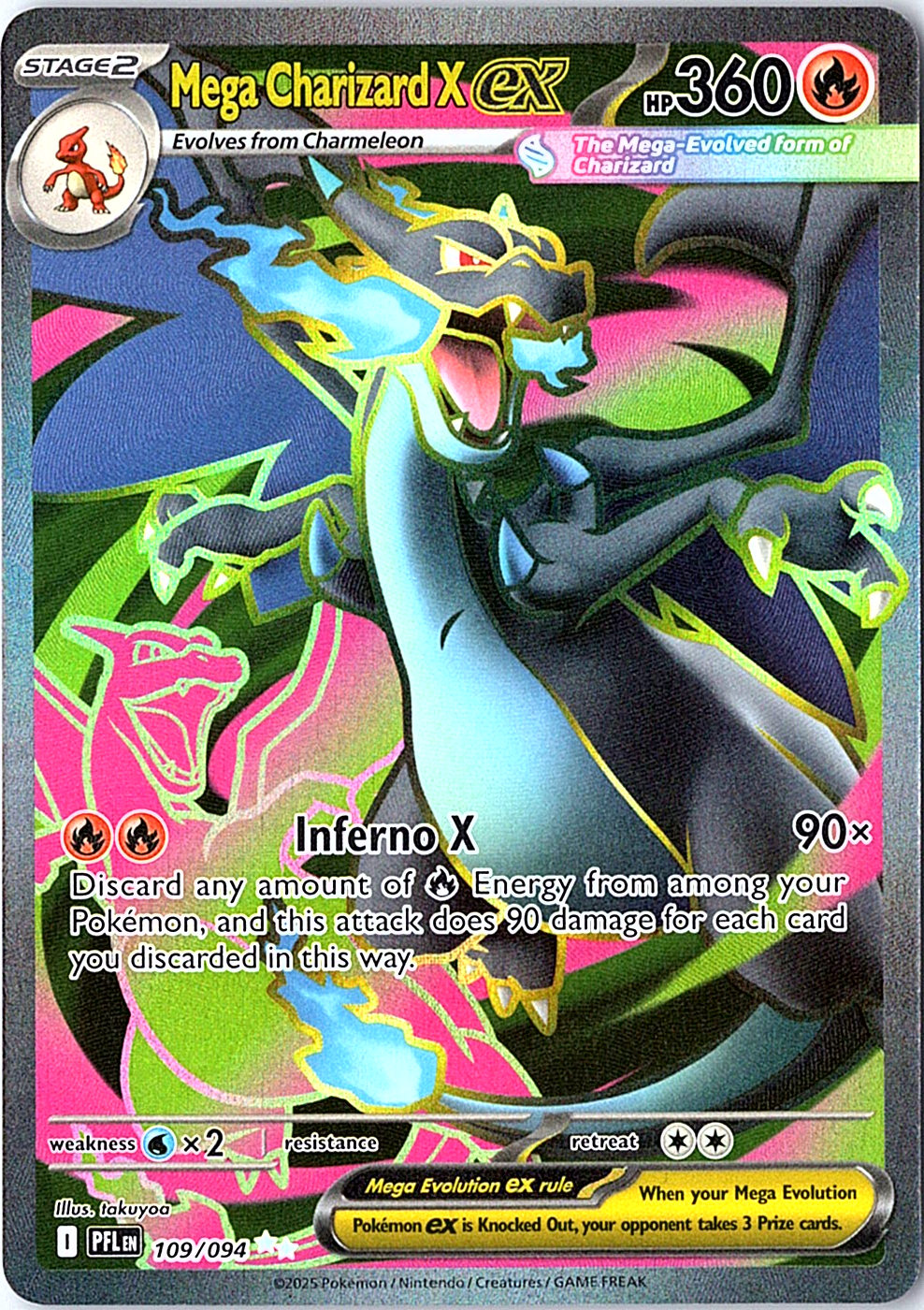 Mega Charizard X ex - Ultra Rare ME02: Phantasmal Flames 109/094 NM