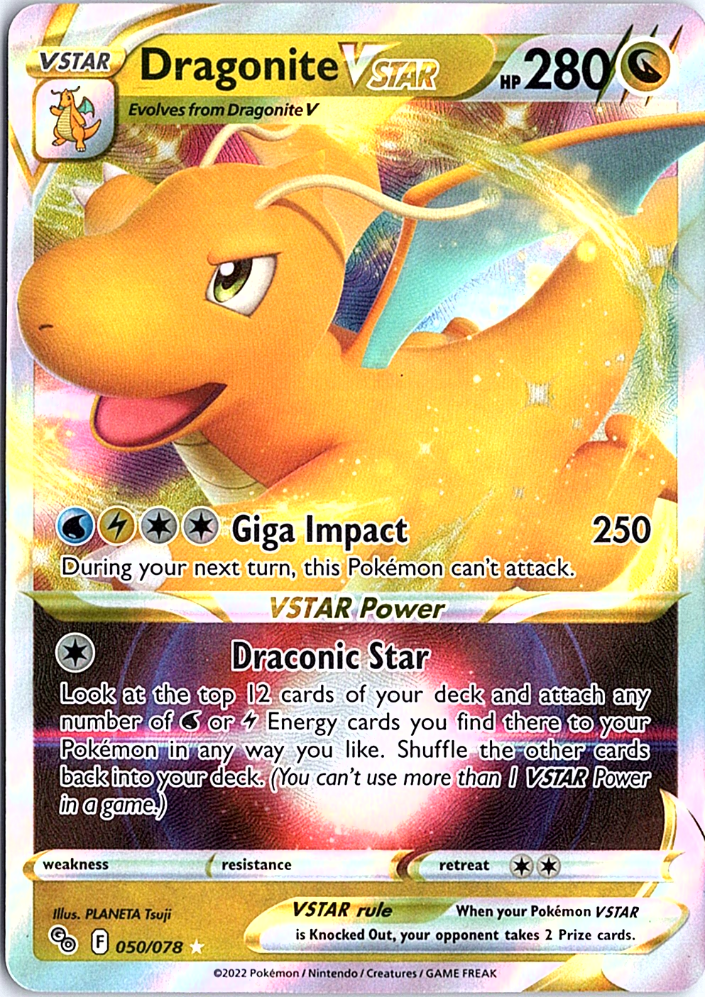 Dragonite VSTAR Ultra Rare Pokemon GO 050/078 NM