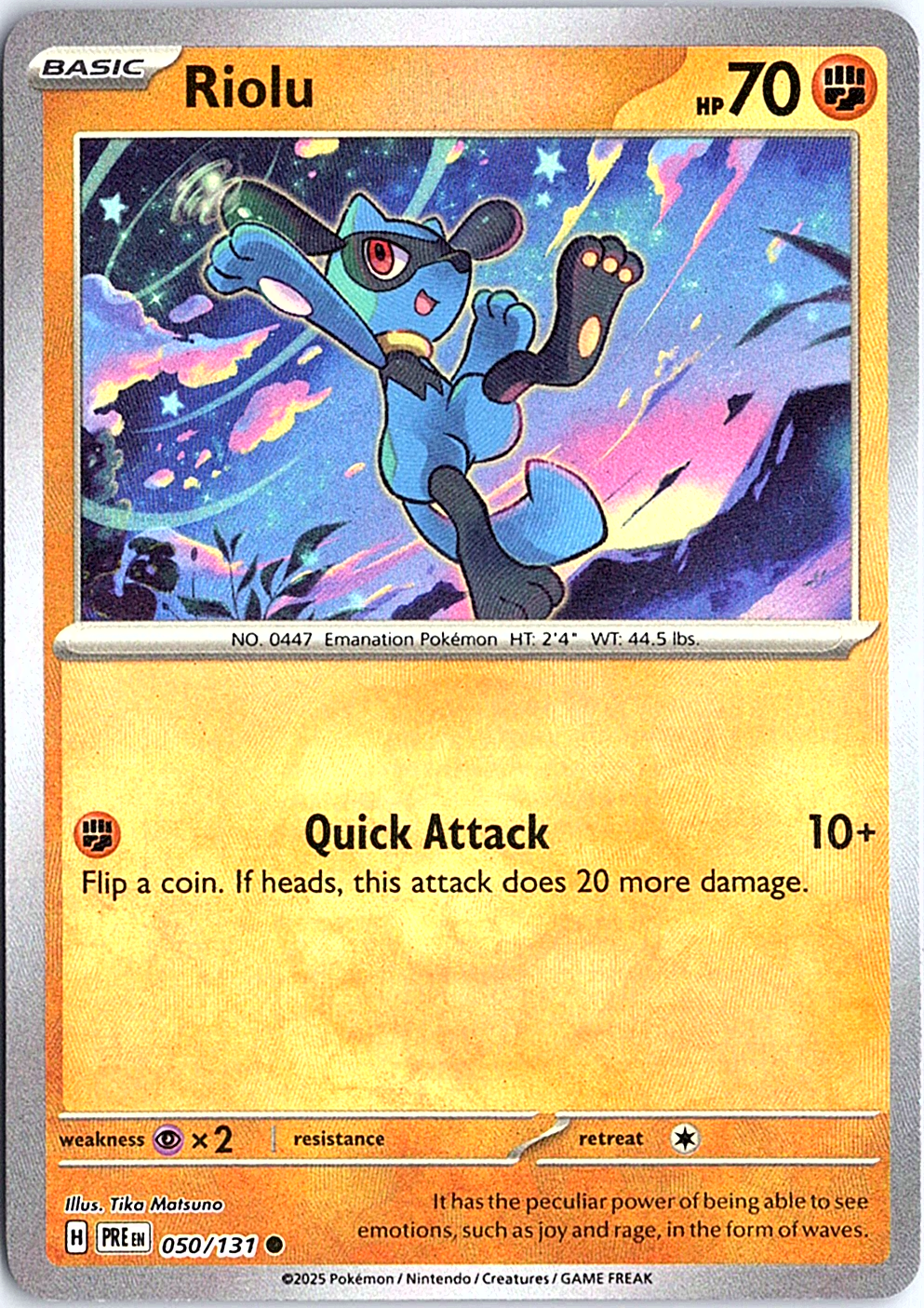 Riolu (Master Ball Pattern) Common SV: Prismatic Evolutions 050/131 NM