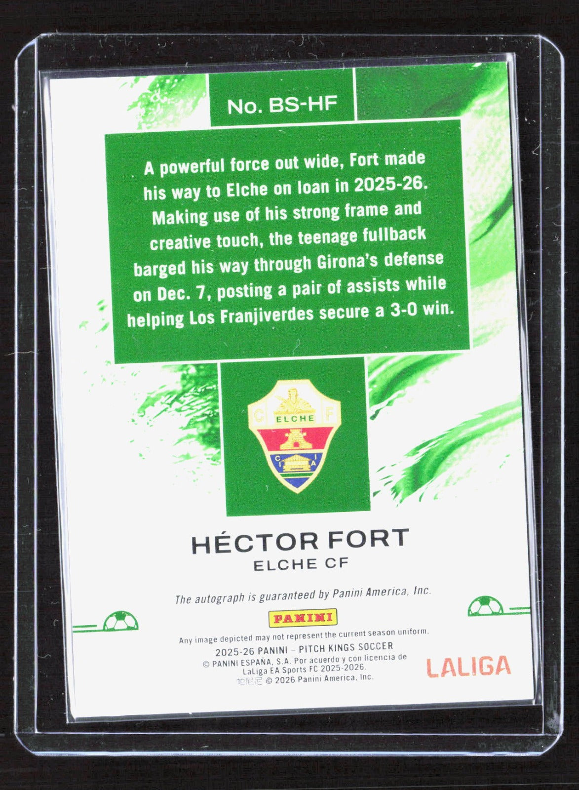 Hector Fort 2025‑26 Panini Pitch Kings La Liga Brush Strokes Auto Elche CF#BS-HF