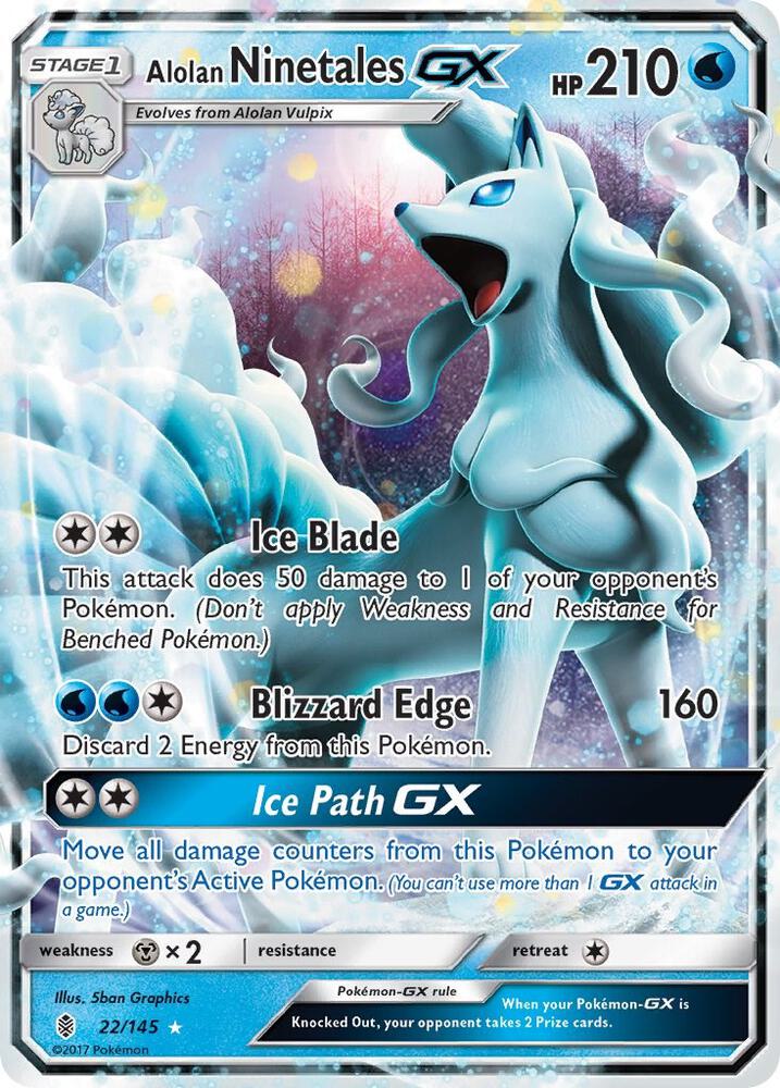 Alolan Ninetales GX Ultra Rare SM - Guardians Rising 22/145 NM