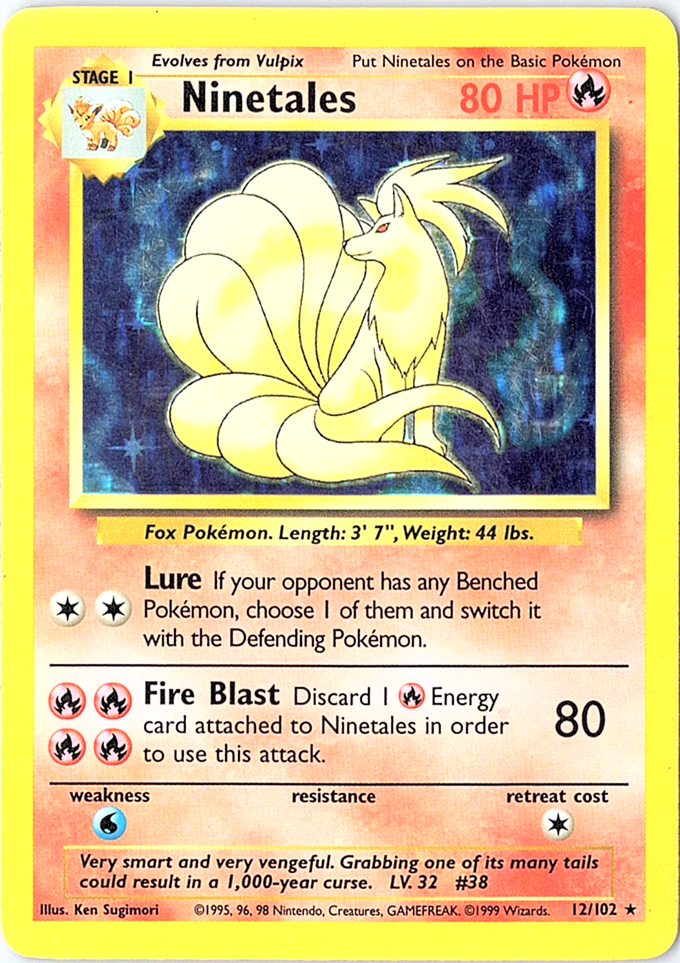 Ninetales Holo Rare Base Set 012/102 MP