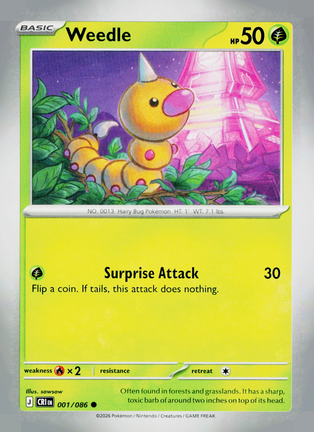 Weedle CRI 001/086 NM