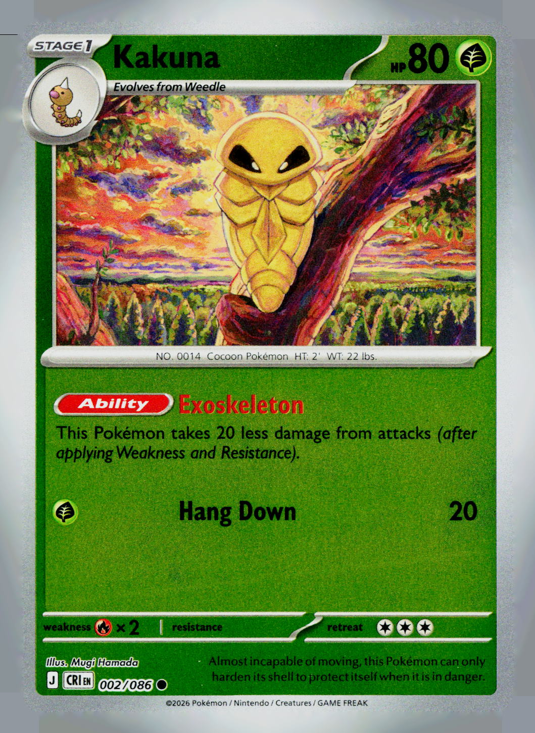 Kakuna CRI 002/086 Reverse Holo NM