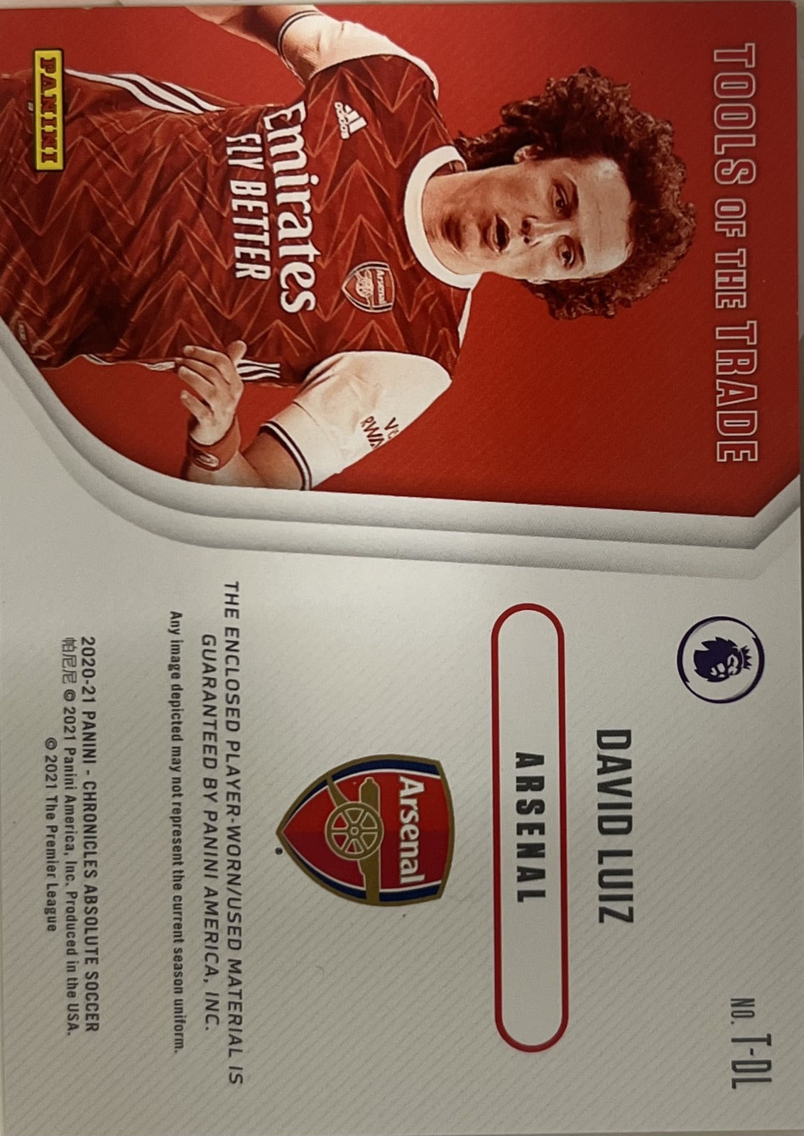 David Luiz Panini Chronicles - Absolute Tools of the Trade T-DL NM (Back)
