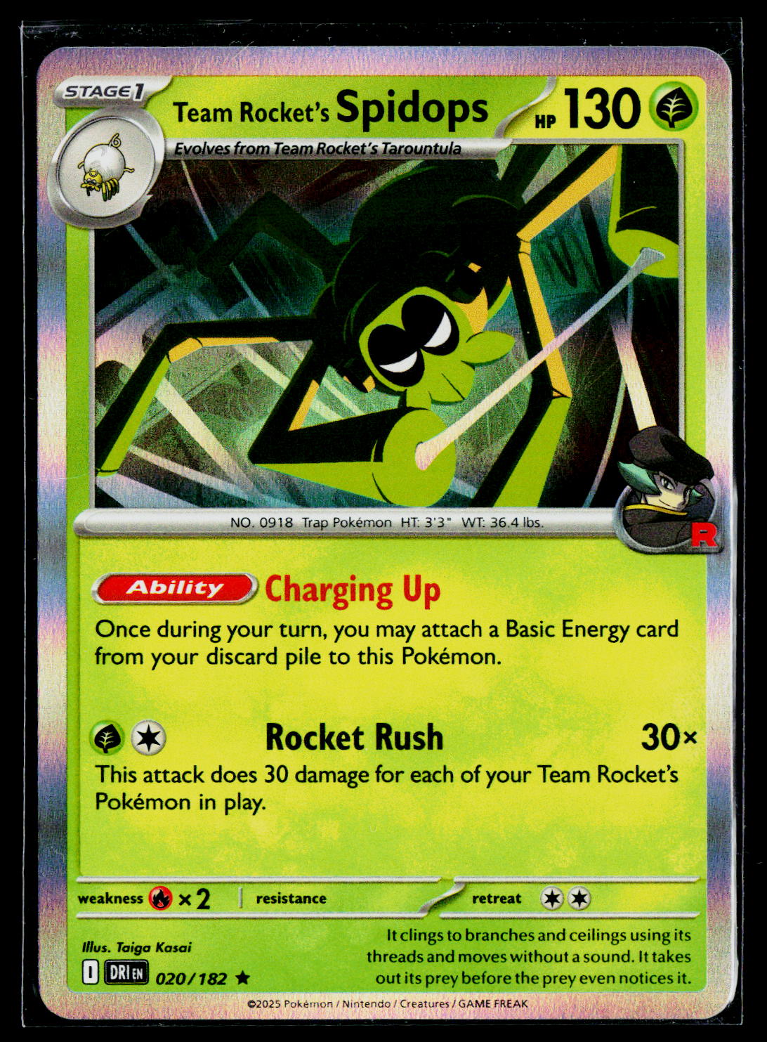Team Rocket's Spidops DRI 020/182 Holo NM