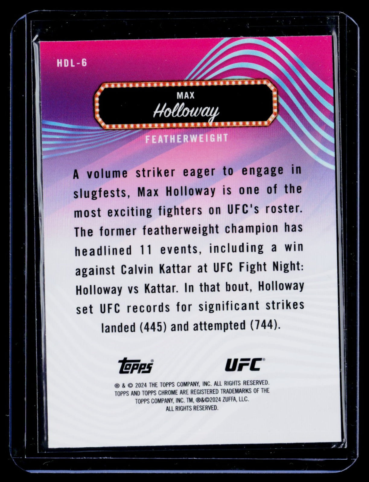Max Holloway Topps Finest UFC - Headliners HDL-6 NM