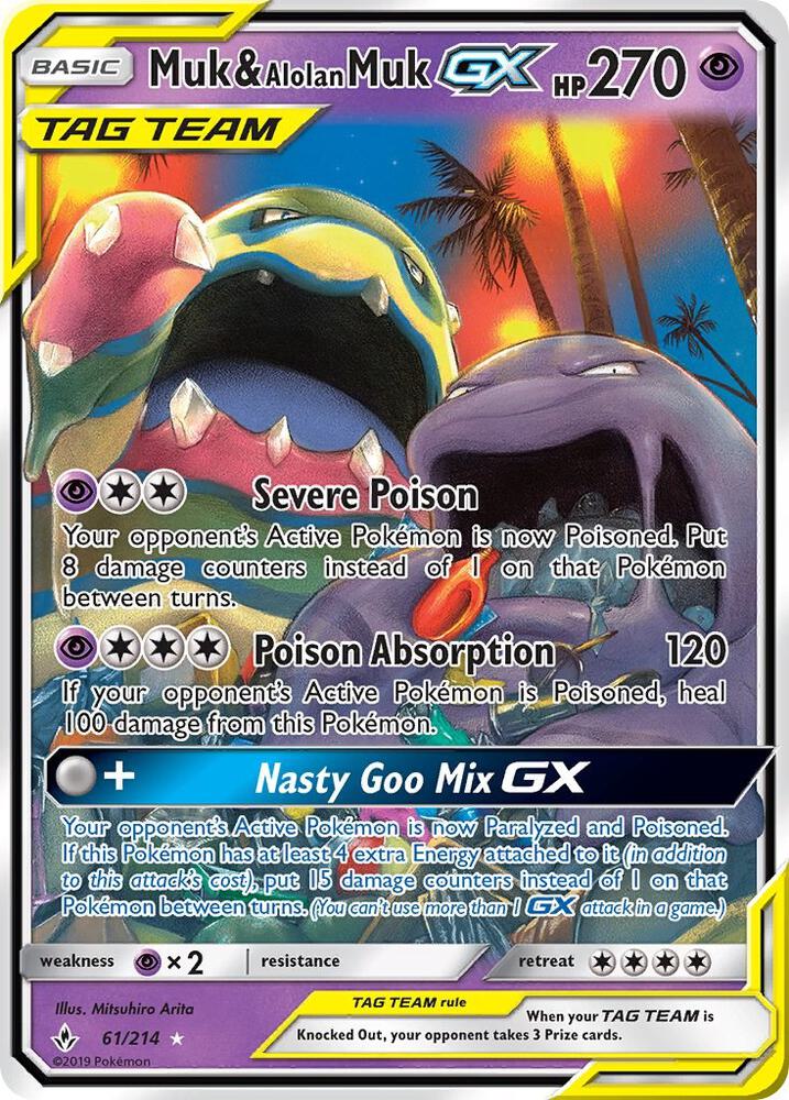 Muk & Alolan Muk GX Ultra Rare SM - Unbroken Bonds 61/214 NM