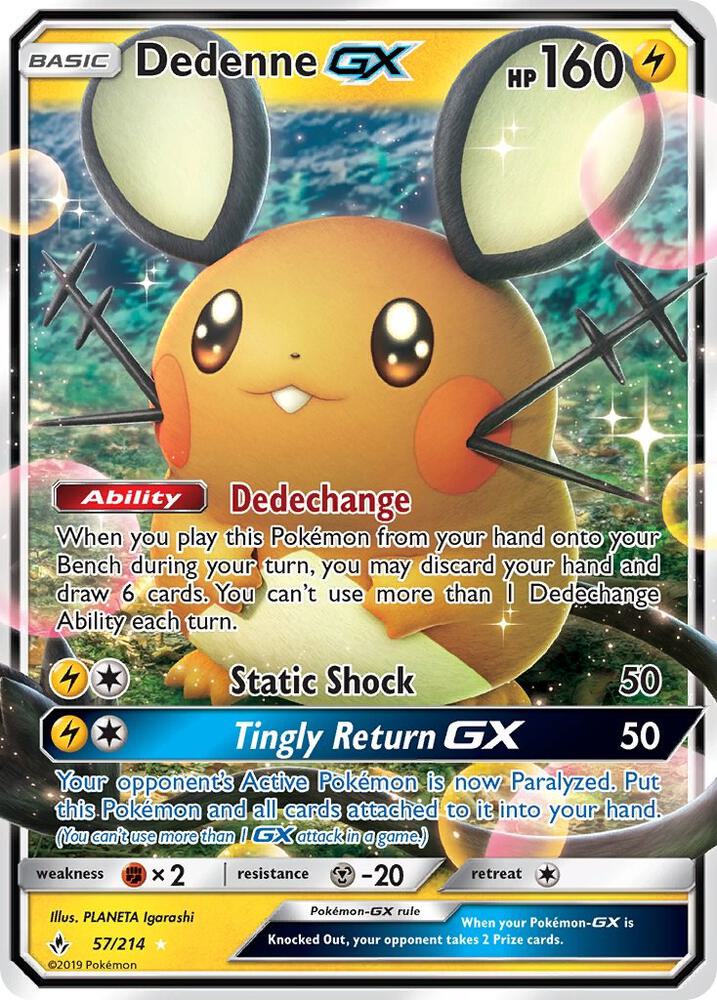 Dedenne GX Ultra Rare SM - Unbroken Bonds 57/214 NM