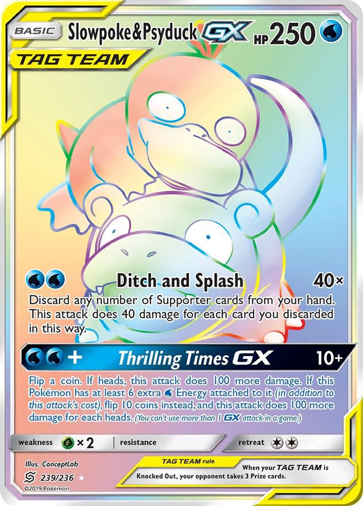 Slowpoke & Psyduck GX (Secret) Secret Rare SM - Unified Minds 239/236 NM