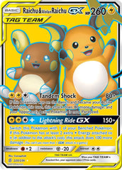 Raichu & Alolan Raichu GX (Full Art) Ultra Rare SM - Unified Minds 220/236 NM
