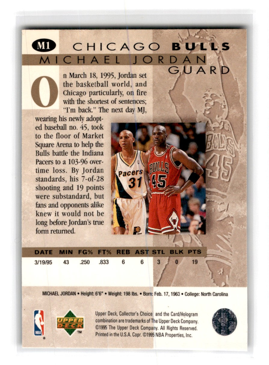 1995 Collector's Choice Jordan He's Back Michael Jordan M1