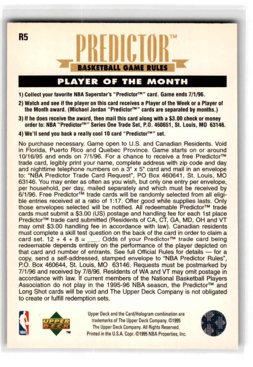 1995 Upper Deck Predictors Michael Jordan R5