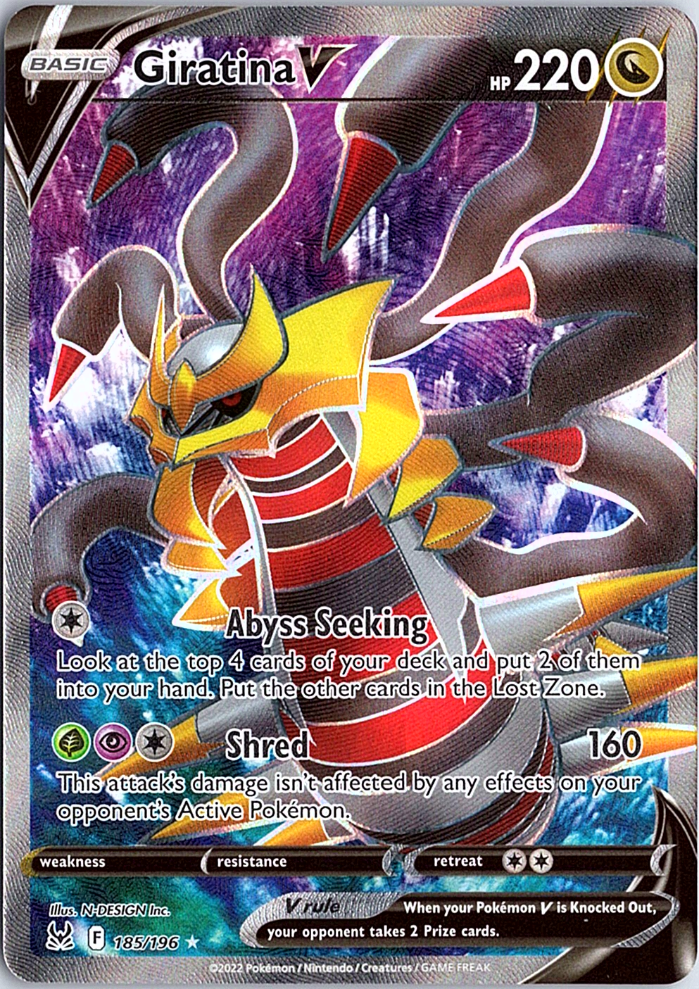 Giratina V (Full Art) Ultra Rare SWSH11: Lost Origin 185/196 NM