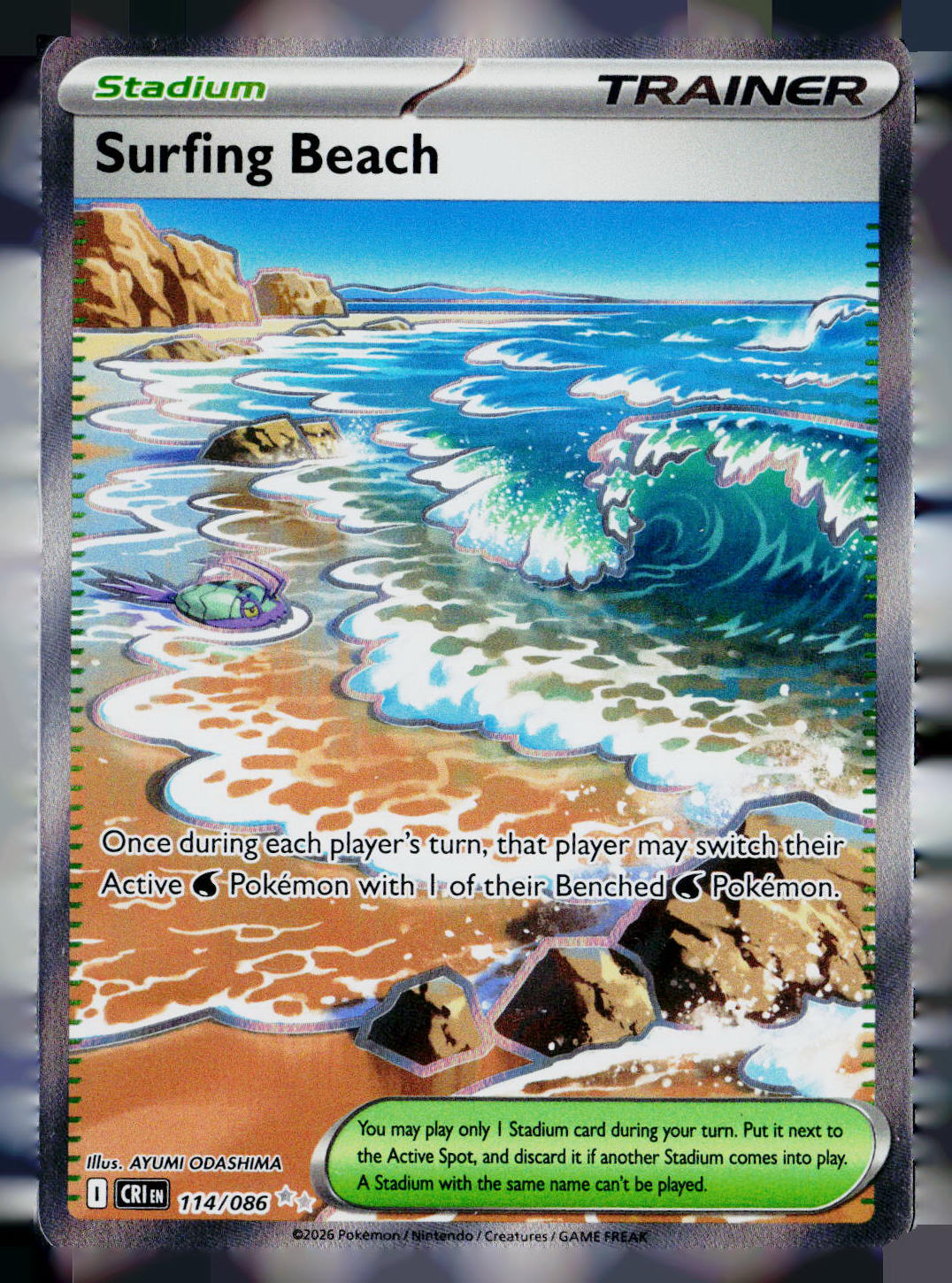 Surfing Beach Holo ME04: Chaos Rising 114/086 NM
