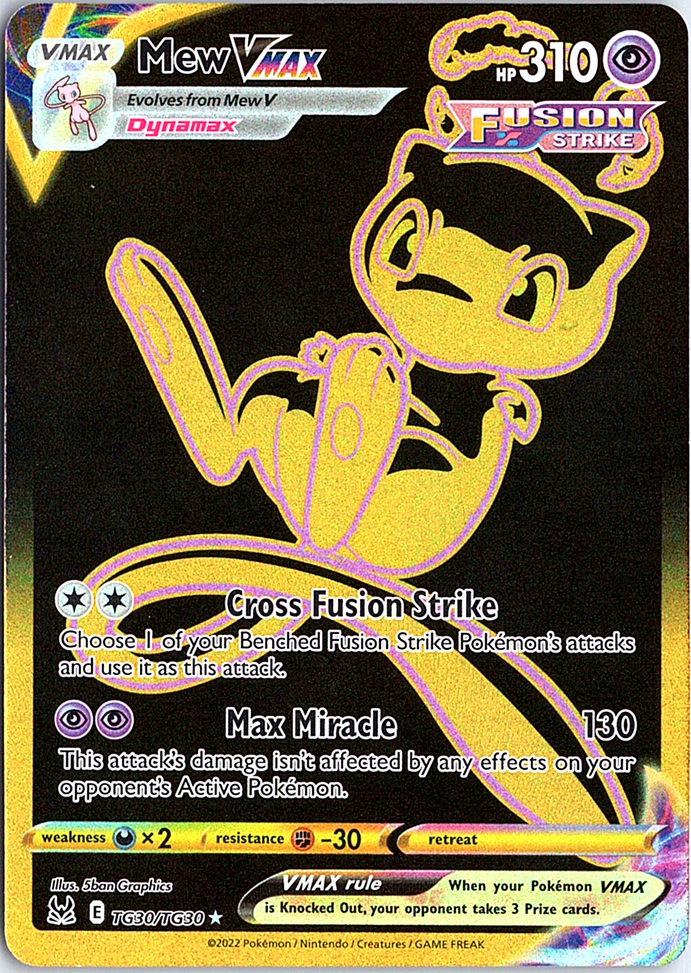 Mew VMAX (Secret) Secret Rare SWSH11: Lost Origin Trainer Gallery TG30/TG30 NM