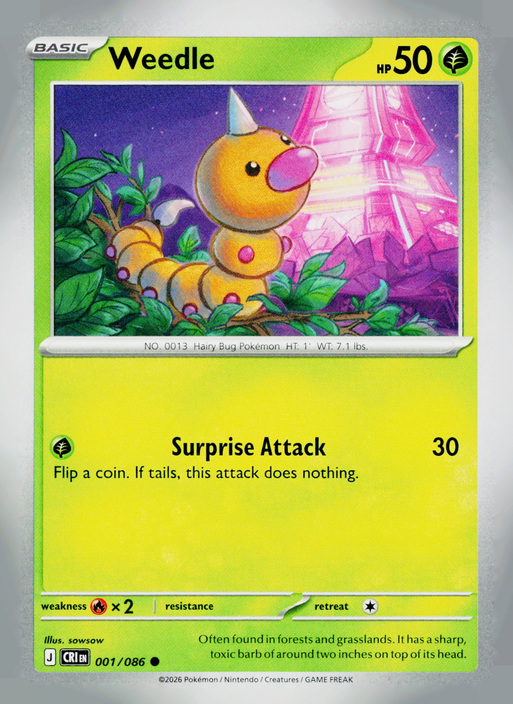 Weedle CRI 001/086 NM