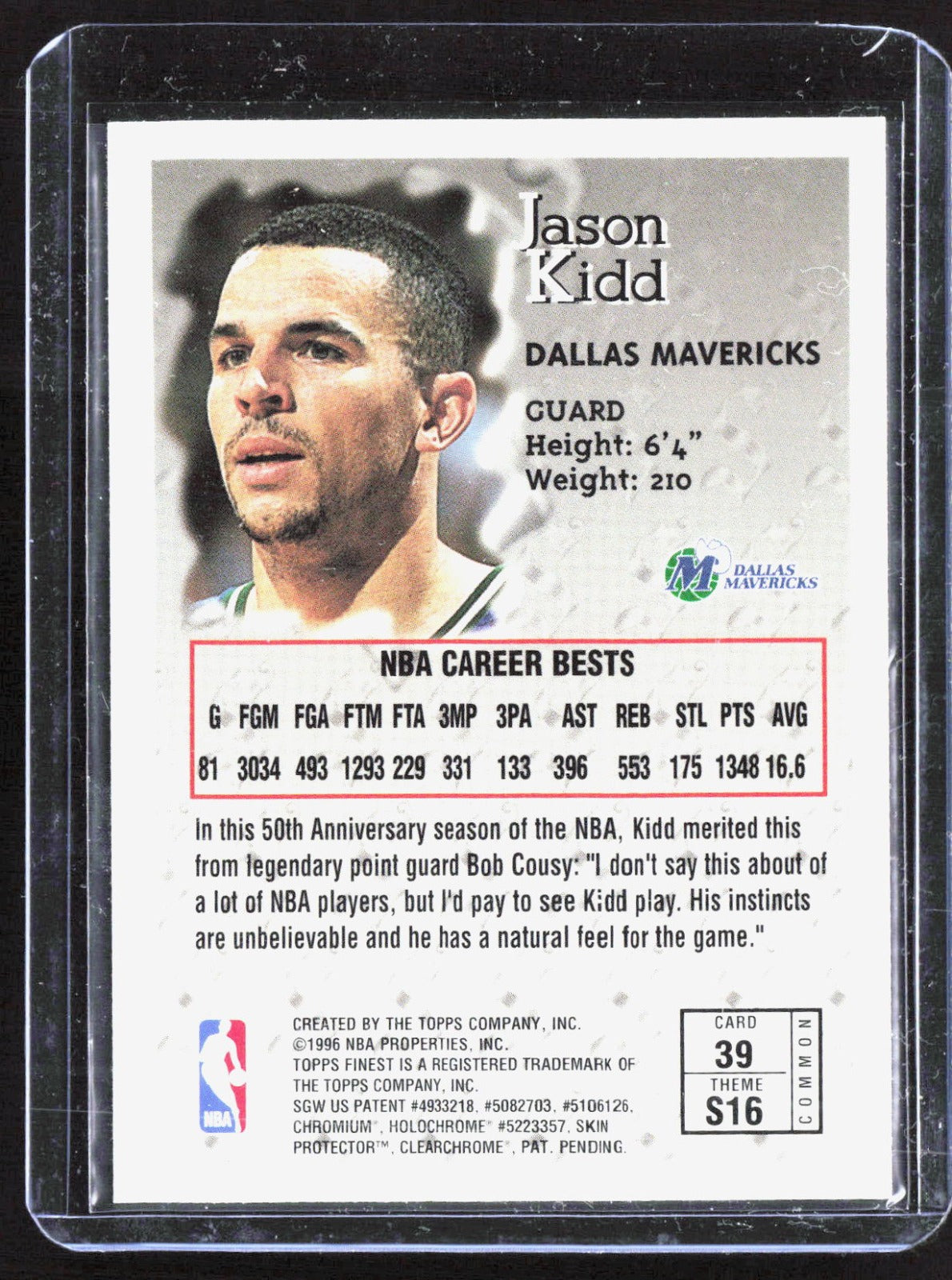 1996-97 Finest Jason Kidd 39 Basketball Dallas Mavericks