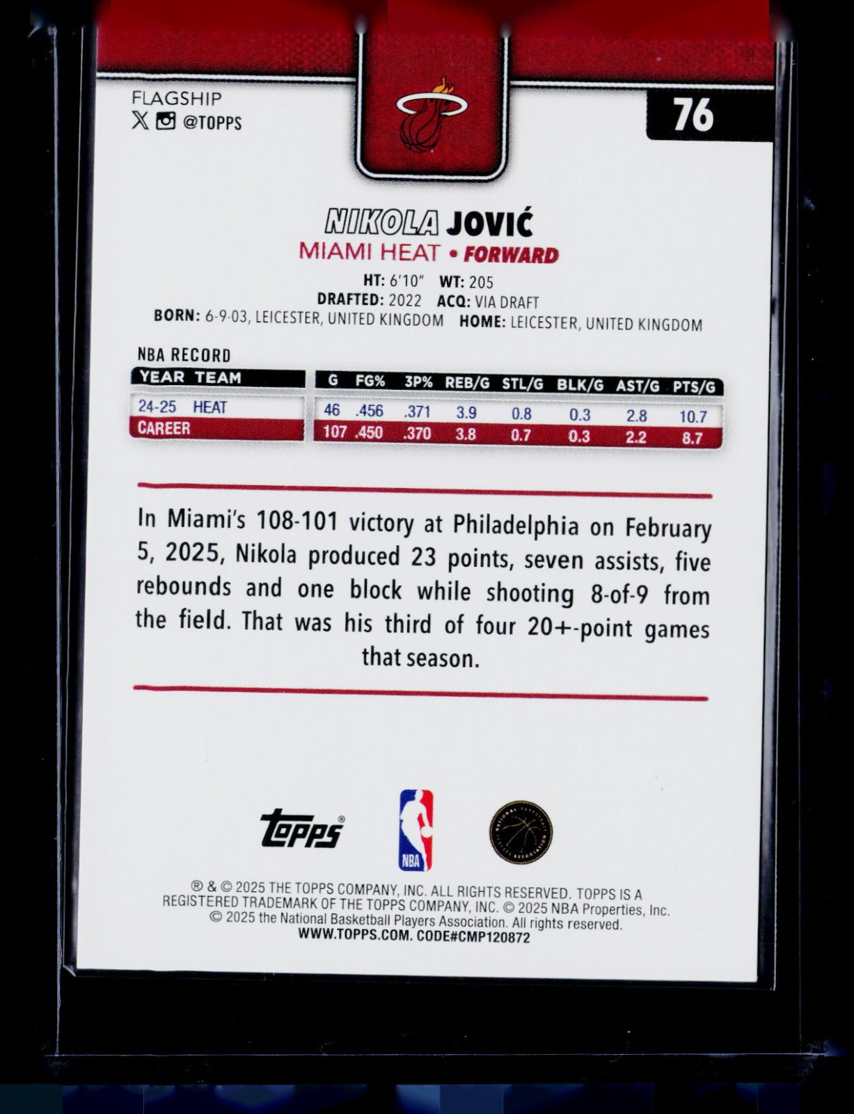 Nikola Jović Topps - Crackleboard Gold 76 NM