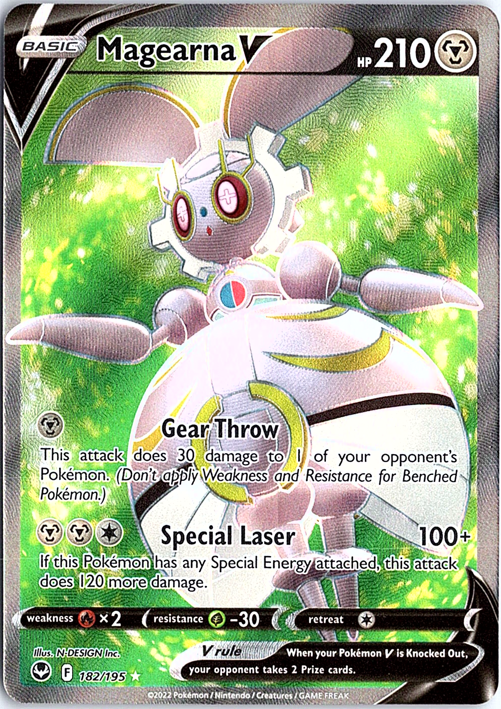 Magearna V (Full Art) Ultra Rare SWSH12: Silver Tempest 182/195 NM
