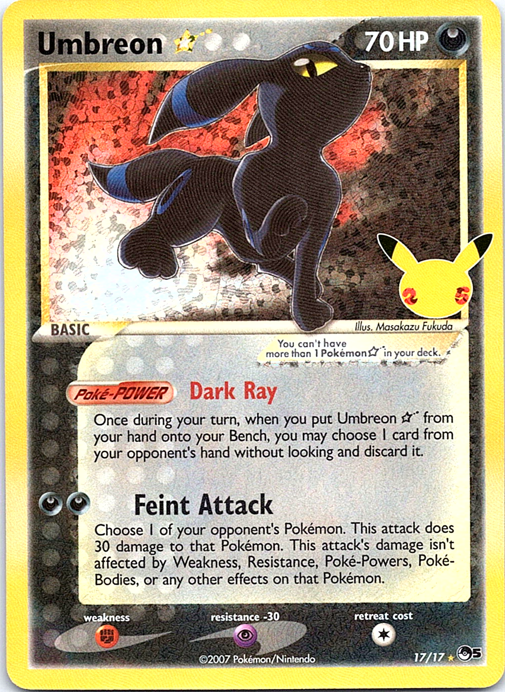 Umbreon Star Classic Collection Celebrations: Classic Collection 17/17 NM