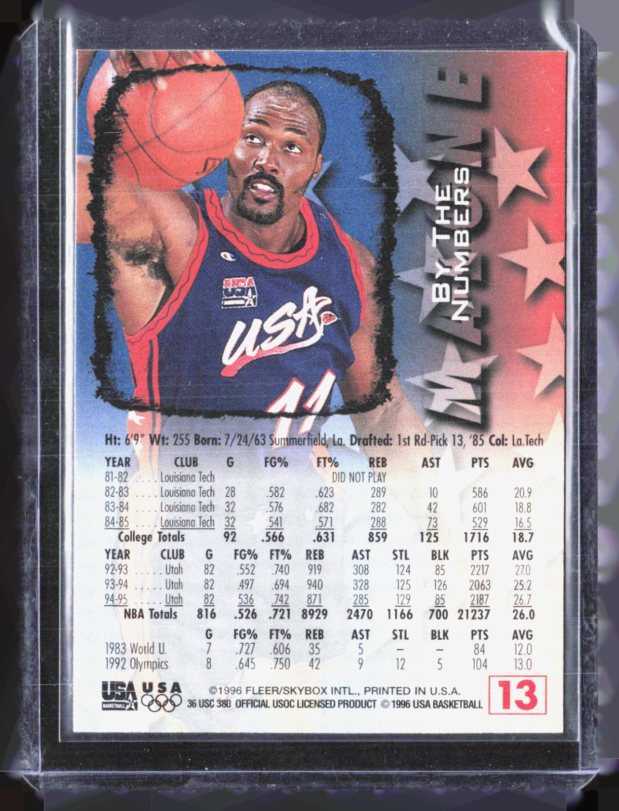 1996 Fleer USA Karl Malone 13 Basketball USA